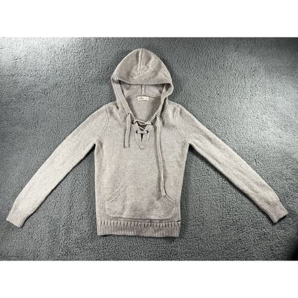 American Eagle Hoodie Women Small Lace Up V Neck‎ Long Sleeve Pullover